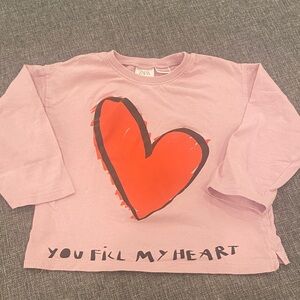 Zara Kids Lavender Long Sleeve with Red Heart